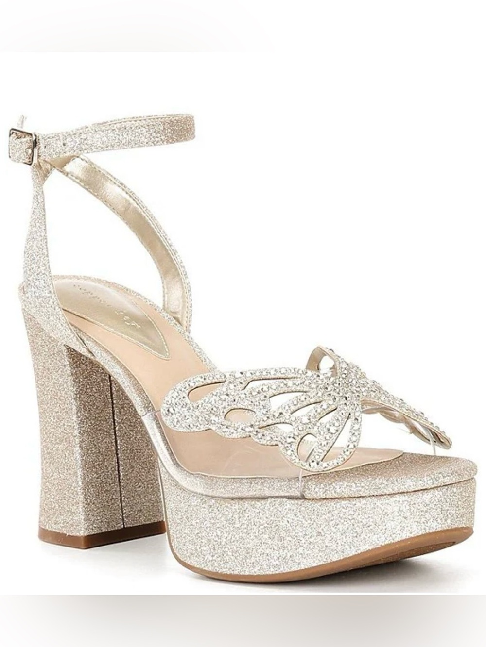 NWT Copper Key Platform sandals with a butterfly motif. Shimmering.Sz.8,5